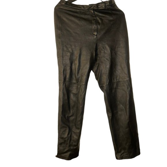 Julie & Andrew ITALY vintage black supple lamb leather high waist 90s pa… - Picture 1 of 4